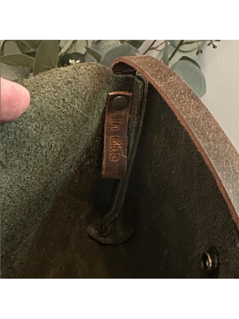 NWOT In Blue Handmade Asheville dark green Leather Crossbody Woman owned purse - Picture 12 of 15